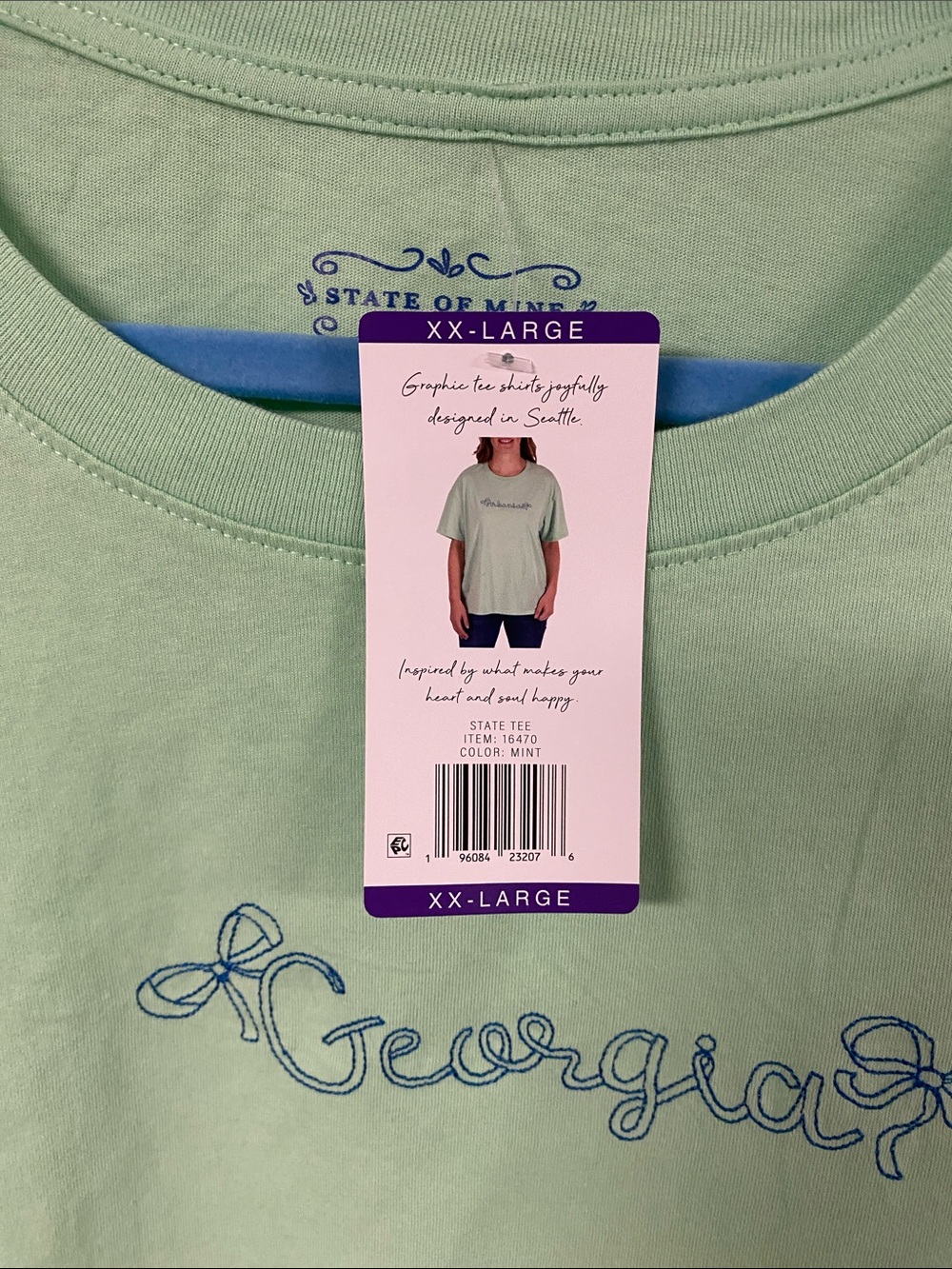 State of Mine -Georgia Embroidered Tee - Mint Green - Picture 3 of 3